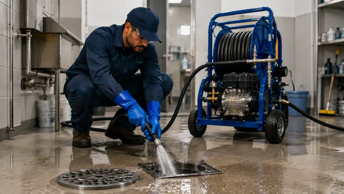 Floor Drain Hydro Jet Cleaning in Shaver Lake