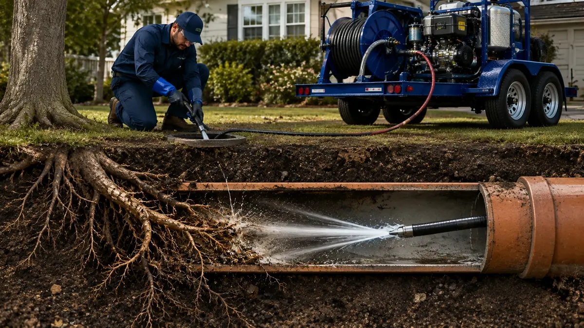 Tree Root Removal with Hydro Jetting in Shaver Lake